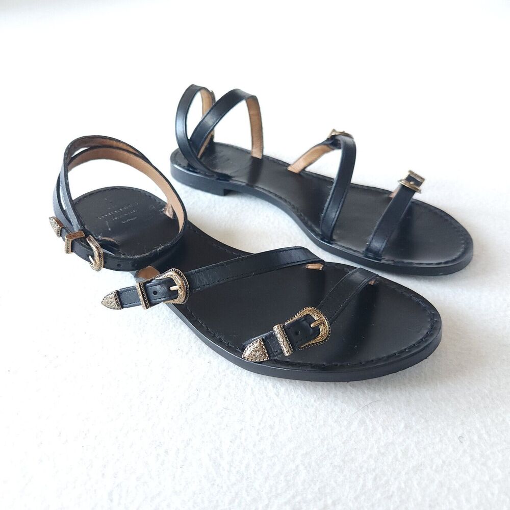 Sezane Black Leather Sandals